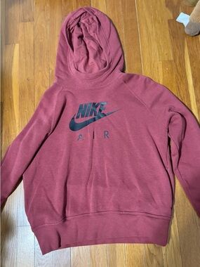 Nike Burgundy Red Pullover Hoodie with Black Logo
